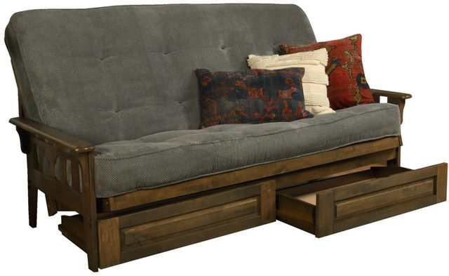 Kodiak Furniture Tucson Marmont Thunder/Rustic Walnut Queen Storage Futon with Mattress-0