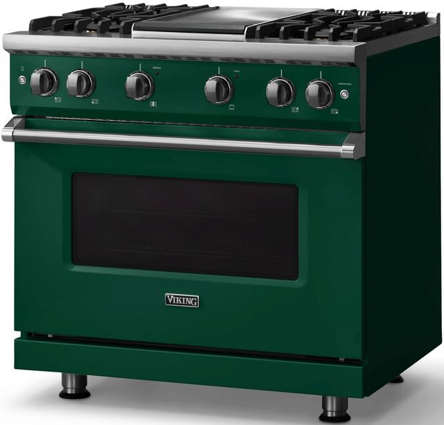 Viking® 5 Series 36" Ivy Pro Style Gas (NG) Range with Polished Chrome Trim-2