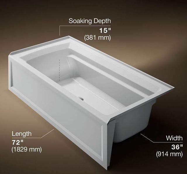 KOHLER® Archer® Ice Gray 72" x 36" Alcove Bath with Bask® Heated Surface - Right Drain-2