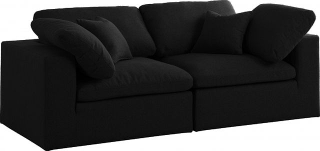 Meridian Furniture Serene Black Linen Fabric Deluxe Cloud Modular Sofa-0
