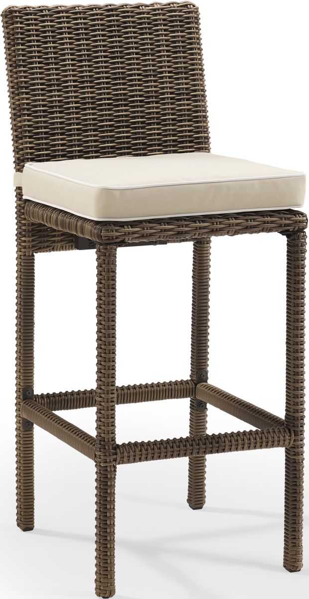 Crosley Furniture Bradenton 2 Piece Sand Outdoor Wicker Bar Height Stool Set Big Sandy Superstore Furniture Mattress Appliance Superstore
