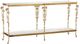 Currey & Company Fiore White Console Table with Polished Brass Base-0