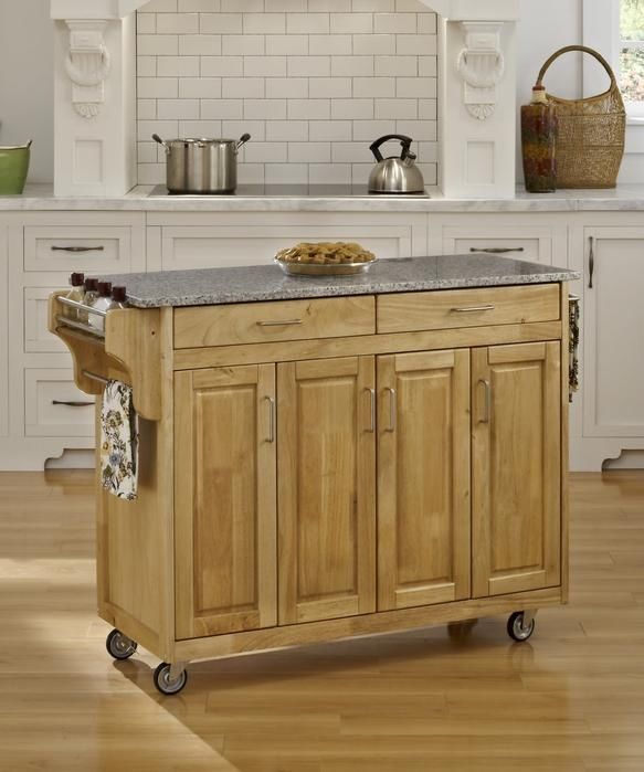 homestyles® Create-a-Cart Natural Wood/Salt-and-Pepper Granite Kitchen Cart-2