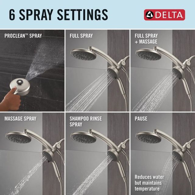 Delta Universal Showering PivotPro™ Spotshield Brushed Nickel 3-in-1 Combination Shower with TouchClean® Spray Face-4