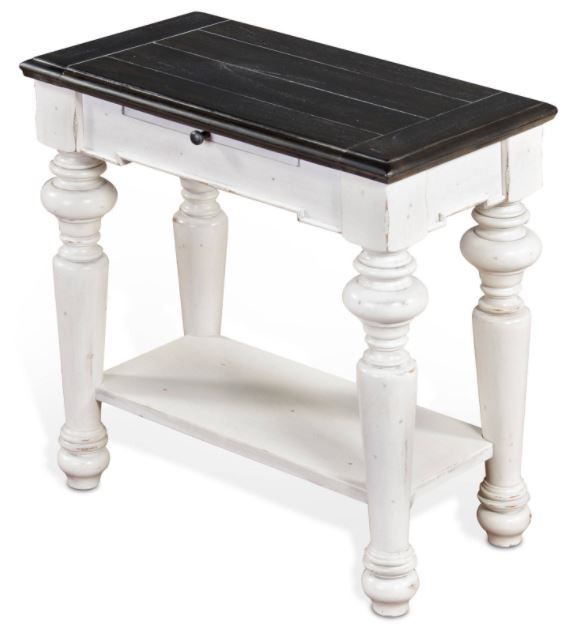 Sunny Designs™ European Cottage White Chair Side End Table with Brown Top-0