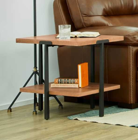 Flexsteel® Millwork Umber End Table with Black Legs-1