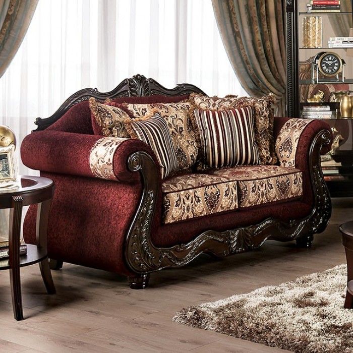Red and brown sofa sales