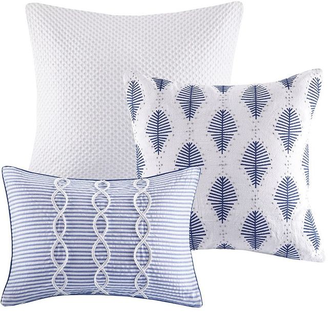 Olliix by Madison Park Signature Coastal Farmhouse Blue King Comforter Set-3