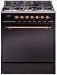 Ilve® Nostalgie II Series 30" Glossy Black Pro Style Dual Fuel Range-0