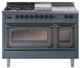 Ilve® Nostalgie II Noblesse 48'' Blue Gray Pro Style Dual Fuel Range with Burnished Trim-0