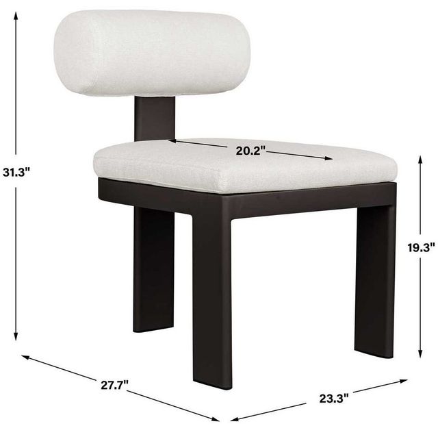 Uttermost® Uttermost® Bolster Oyster White Aluminum Indoor-Outdoor Dining Chair with Cushion-2