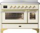 Ilve® Majestic III 48" Antique White Pro Style Induction Range with 6 Elements and Brass Trim-0