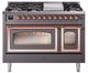 Ilve® Nostalgie II Noblesse 48'' Graphite Matte Pro Style Dual Fuel Range with Copper Trim-0