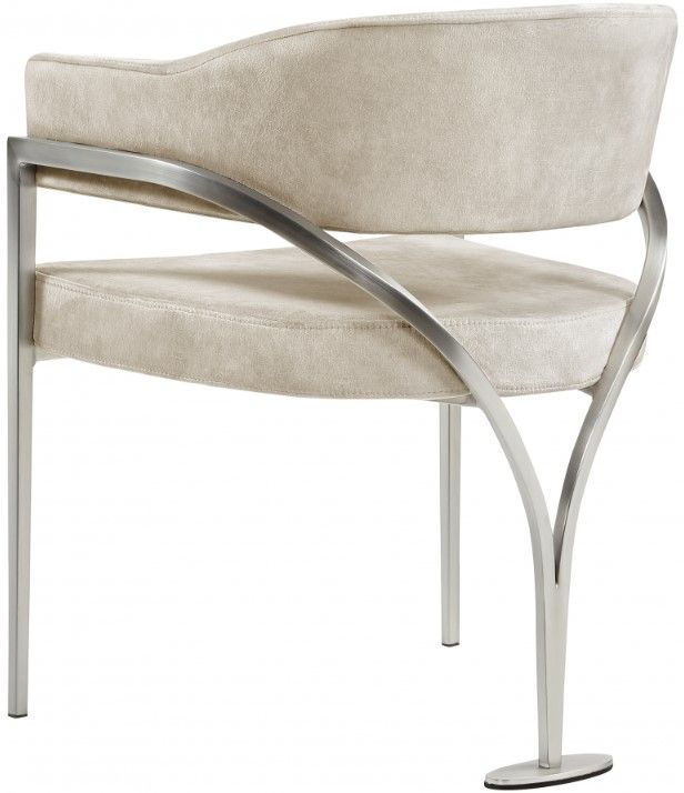 Meridian Furniture Madelyn Stone/Chrome Velvet Dining Chair-2