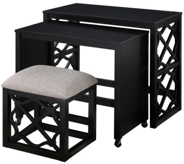Homelegance® Salina 3-Piece Black Pack Desks with Stool Set-2