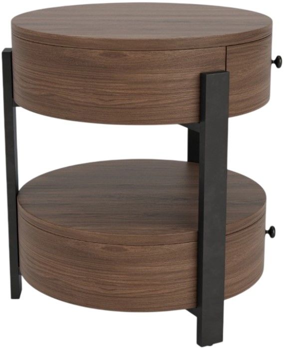 Riverside Furniture Nova Asbury Walnut End Table with Dark Bronze Base-3