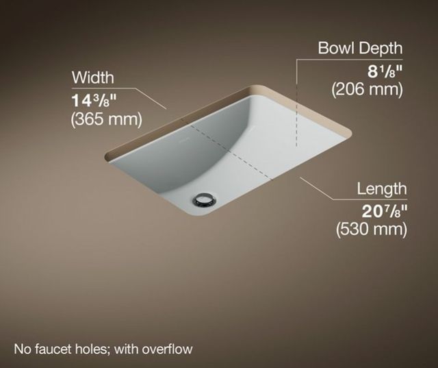 Kohler Ladena® Ice Grey 21" Rectangular Undermount Bathroom Sink-3