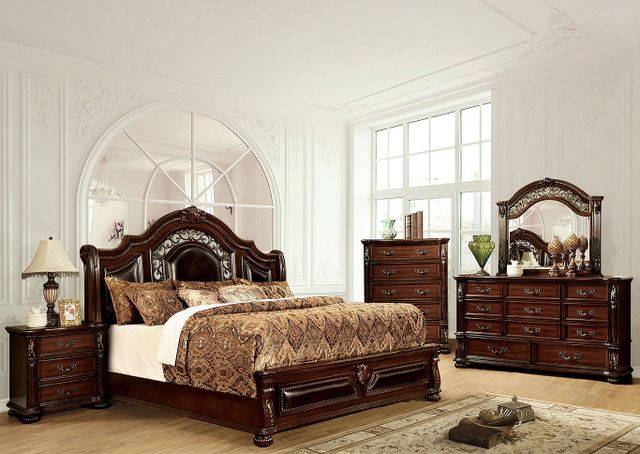 Furniture Of America® Flandreau Brown Cherry/Espresso Five Piece Queen Bedroom Set