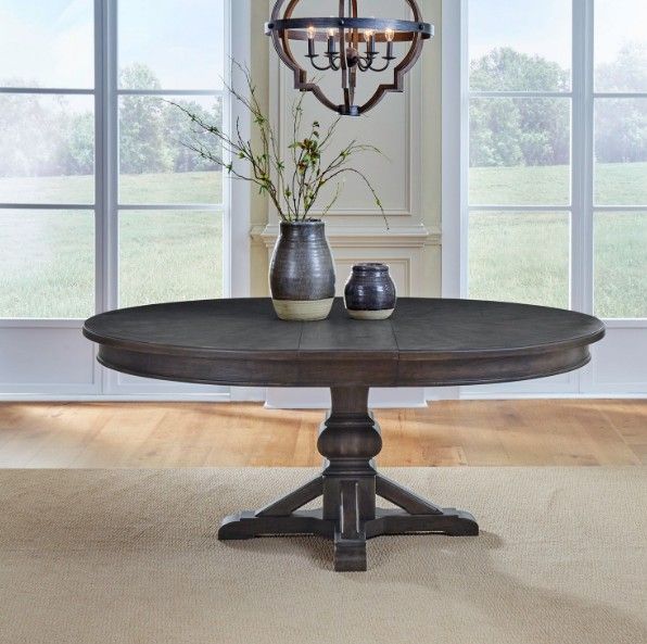 Liberty Furniture Paradise Valley Saddle Brown Pedestal Dining Table-1