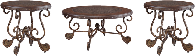 Signature Design by Ashley® Rafferty 3-Piece Dark Brown Living Room Table Set-0