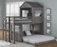 Donco Kids Campsite Rustic Dirty Gray Youth Twin/Full Loft Bunkbed-1