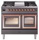 Ilve® Nostalgie II Noblesse 40'' Graphite Matte Pro Style Dual Fuel Range with Copper Trim-0