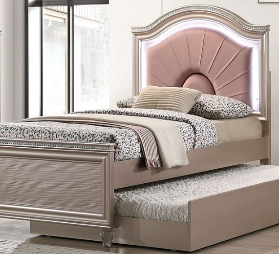 Furniture of America Allie Rose Gold Twin Panel Storage Bed