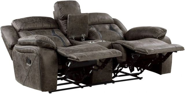 Homelegance® Madrona Dark Brown Double Manual Reclining Loveseat with Center Console-3