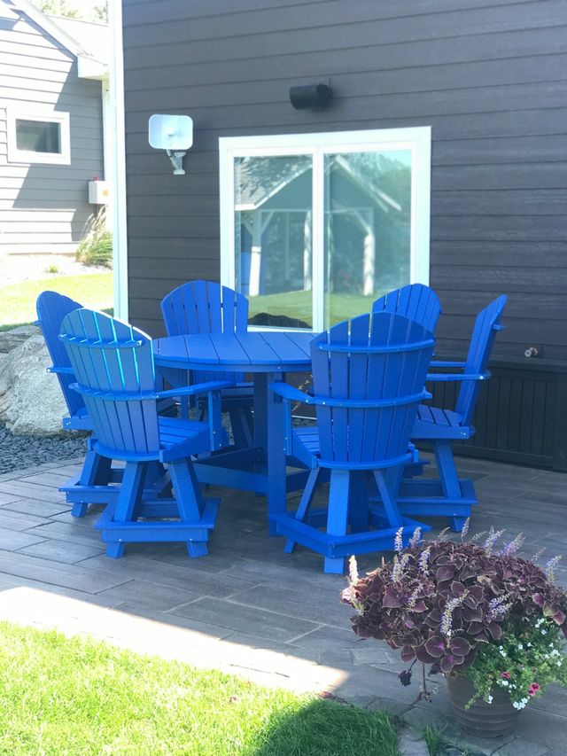 60" Round Counter Height Table with 6 Classic Back Swivel Counter Chairs, smooth colors-2