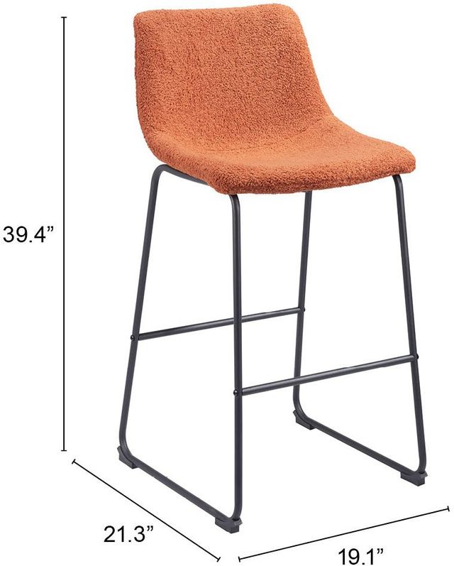 Zuo® Modern Smart Burnt Orange Bar Chair-2