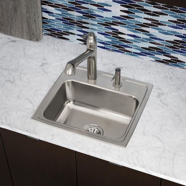 Elkay Lustertone® Classic Lustrous Satin 19" x 18" x 7-5/8" 3-Hole Single Bowl Drop-In Sink-2
