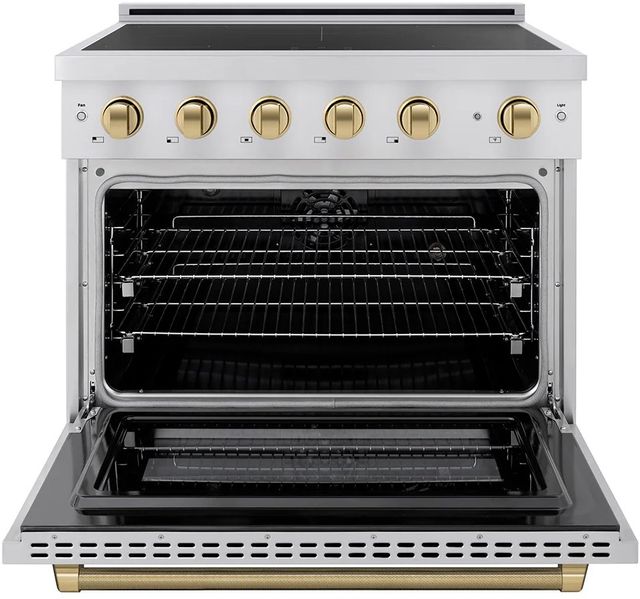 ZLINE Autograph Edition Paramount 36" Stainless Steel Pro Style Induction Range with Champagne Bronze Helix Handle and Accents-1