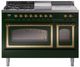 Ilve® Nostalgie II Noblesse 48'' Emerald Green Pro Style Dual Fuel Range with Brass Trim-0