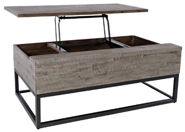 Jofran Inc. East Hampton Distressed Gray Lift Top Cocktail Table with Black Base-2