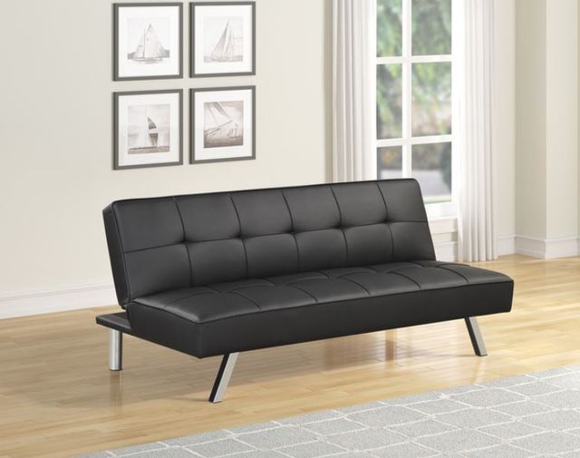 Milton Greens Stars Black Polyurethane Tufted Futon Bed with Metal Leg-3