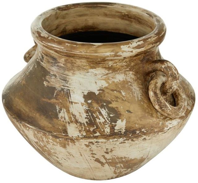 Deco Marche Beige 13" Ceramic Distressed Vase-2