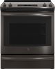 GE® 30" Slide In Electric Convection Range-Black Stainless-0