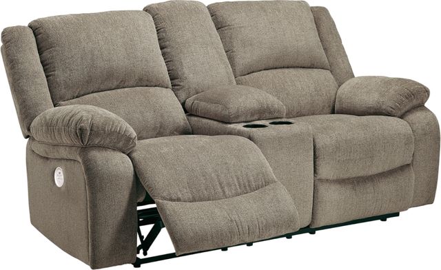 Signature Design by Ashley® Draycoll Pewter Double Power Reclining Loveseat with Console-2