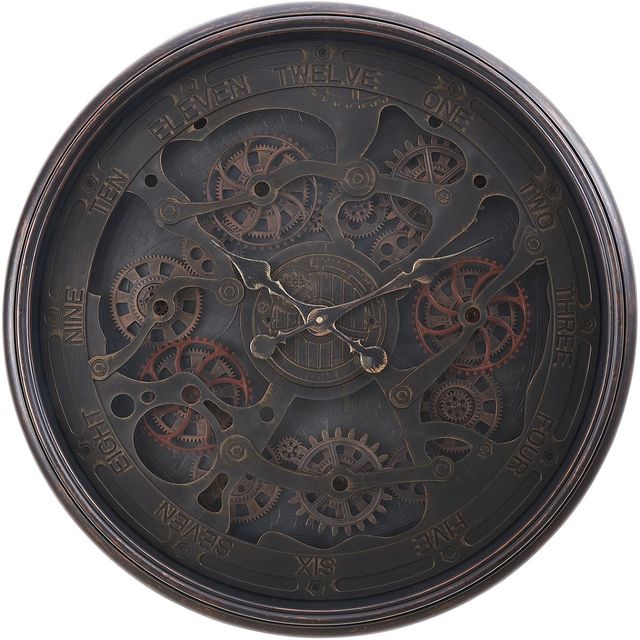Monarch Specialties Inc. Black 30" Oversized Round Wall Clock with Gear Mechanism -0