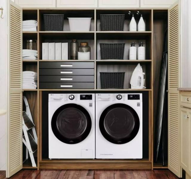 Standard 240-volt electric dryer outlet and gas line hookup
