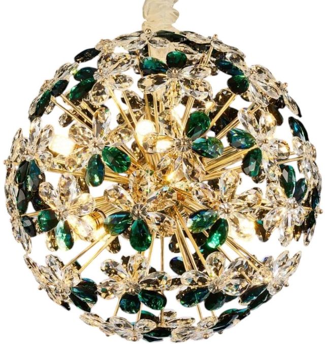 Michael Amini® Bouquet Emerald/Gold 8-Light Round Chandelier-0