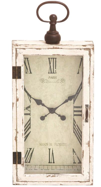 Deco Marche White Pocket Watch Style Wall Clock with Hinged Door-0