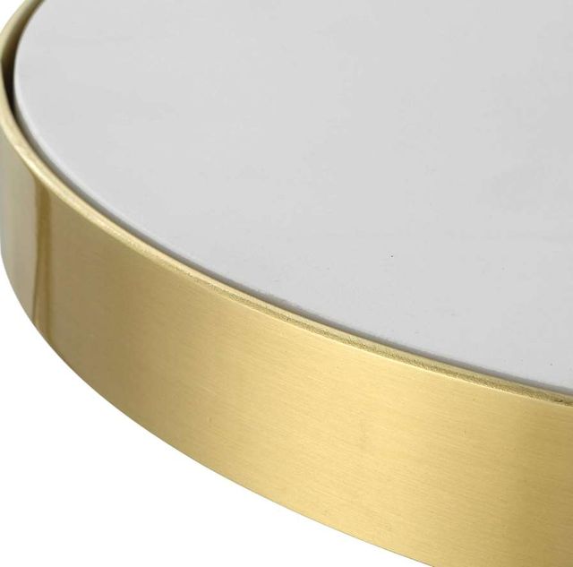 Uttermost® Apex Matte White Accent Table with Brushed Brass Accents-3
