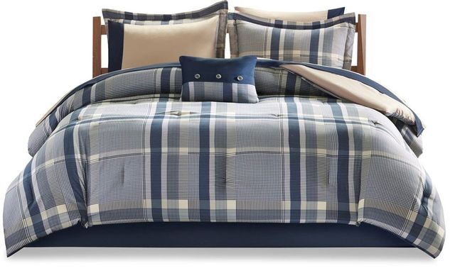Olliix by Intelligent Design Robbie Navy Multi Full Comforter and Sheet Set-0