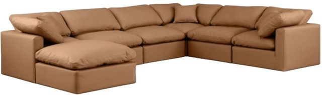 Meridian Furniture Indulge 7-Piece Cognac Leather Modular Sectional-0