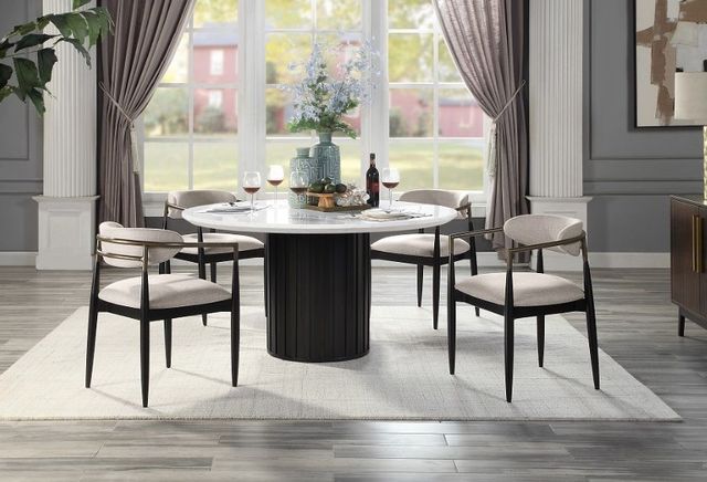 ACME Furniture Jaramillo White Top Round Dining Table with Black Base-1