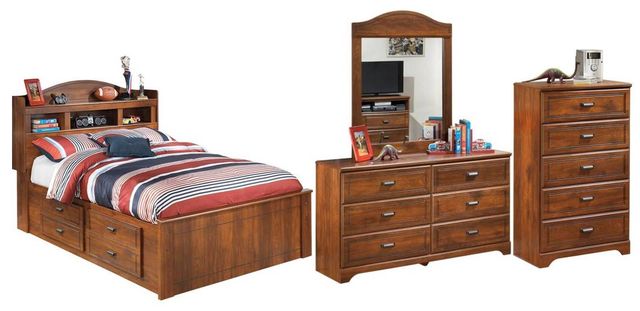 Signature Design by Ashley® Barchan 4-Piece Medium Brown Full Bookcase Bed Set-0