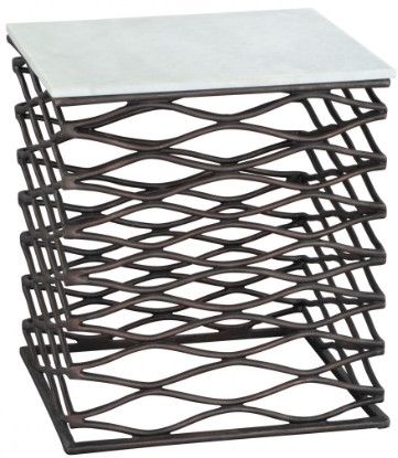 Zuo® Modern Duke White Side Table with Antique Black Steel Base-0