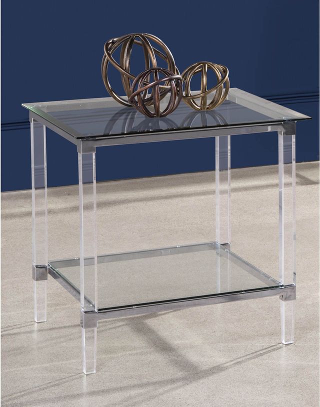 Mazin Furniture Lyrica Clear Glass Square End Table with Acrylic Legs-1