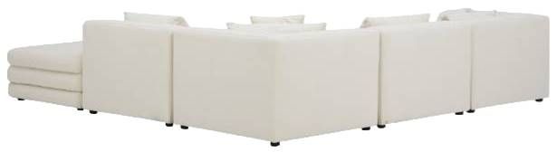 Moe's Home Collection Lowtide 5-Piece Warm White Sectional with Ottoman-3